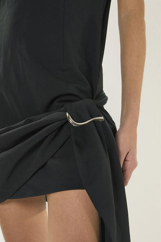Tie Detail T-Shirt Mini Dress - Black