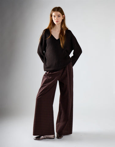 Deep Brown Lightweight Cable Sweater