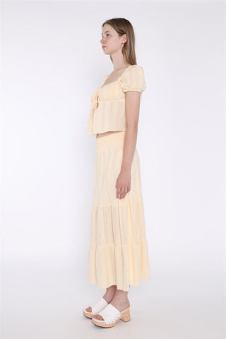 Pale-Lemon Tie-Front Top