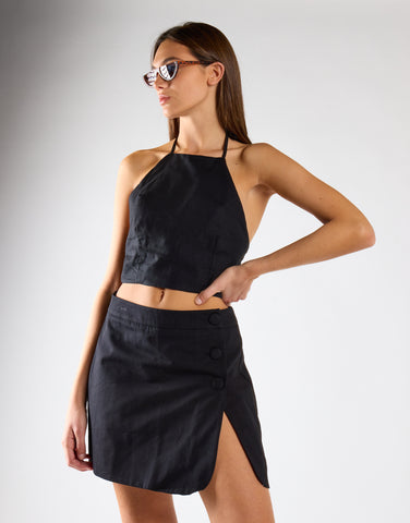 Black Button-Up Mini Skirt
