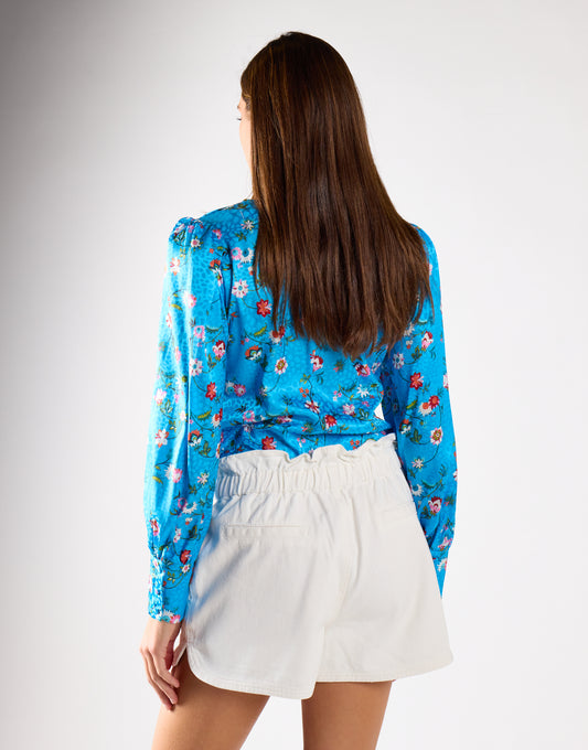 Glamorous Off White Paper bag High Waisted Shorts