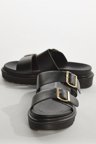 Black Double-Strap Sandals