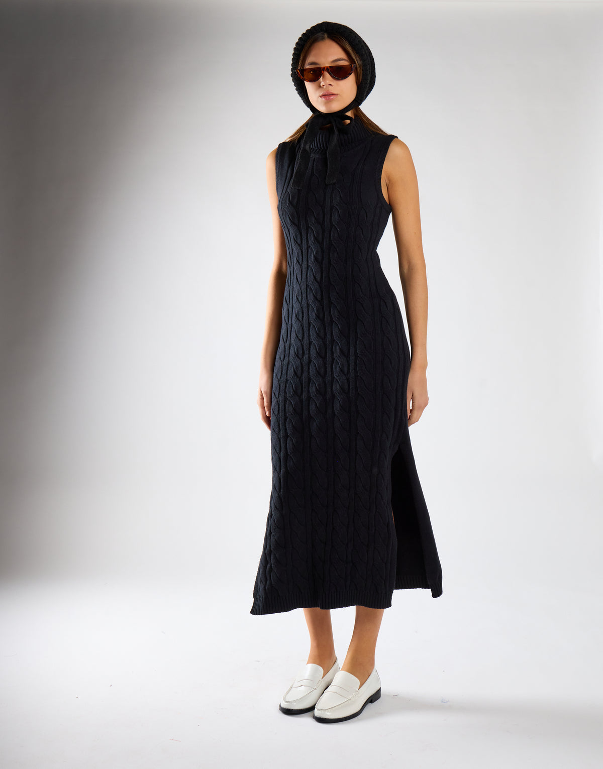 Black Roll-Neck Midi Dress