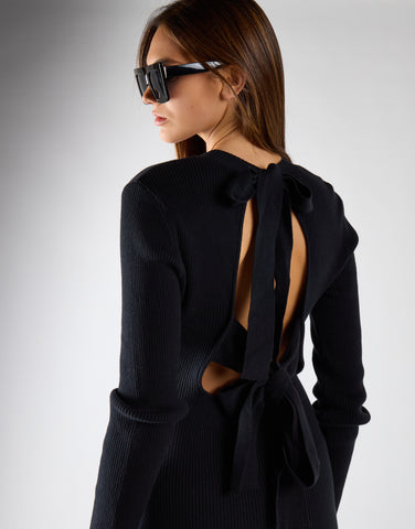 Black Bow-Back Maxi Dress