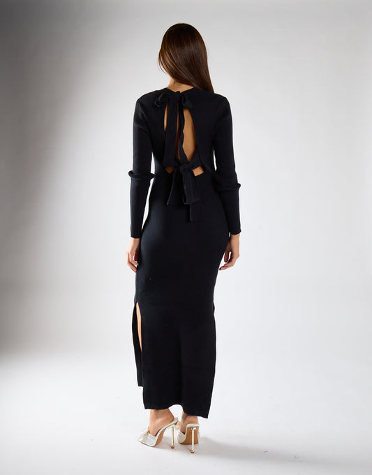 Black Bow-Back Maxi Dress