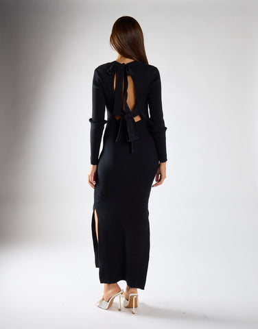 Black Bow-Back Maxi Dress