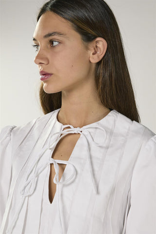 White Pleated Smock Dress