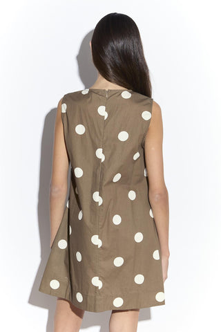 Taupe White Spot Mini Shift Dress
