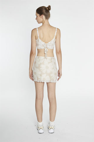 Stone-Sunflower Mesh Corset-Top