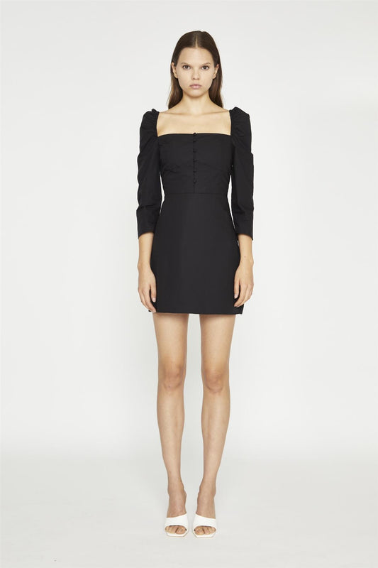 Black Button-Front Mini-Dress