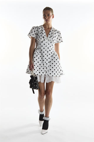 Big White Spot Corset Mini Skater Dress