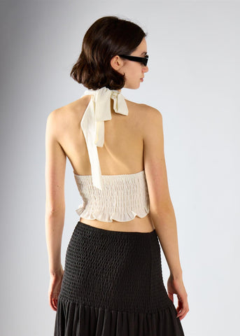 White Smocked Halter Top