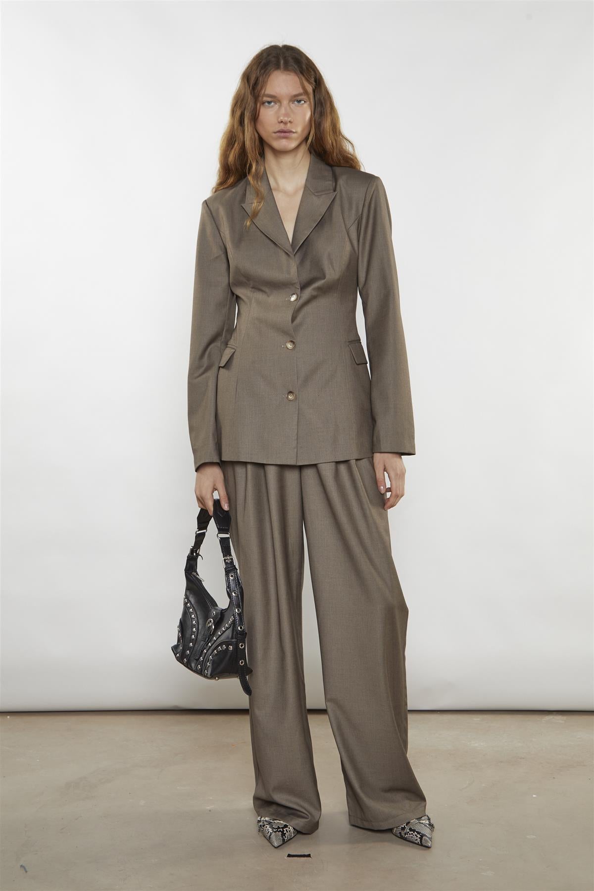 Taupe-Brown Fitted Blazer