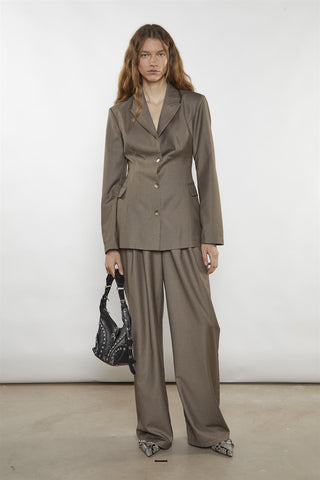 Taupe-Brown Fitted Blazer
