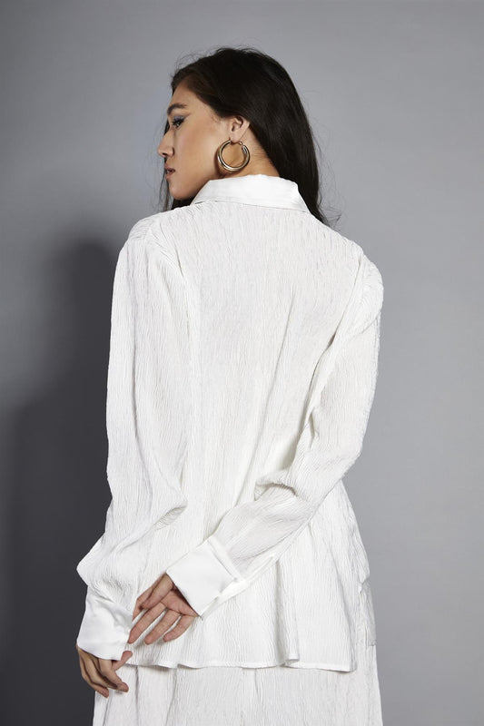 White-Plisse Oversized-Shirt