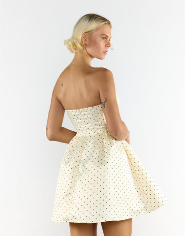 Cream Black Spot Bandeau Mini Dress