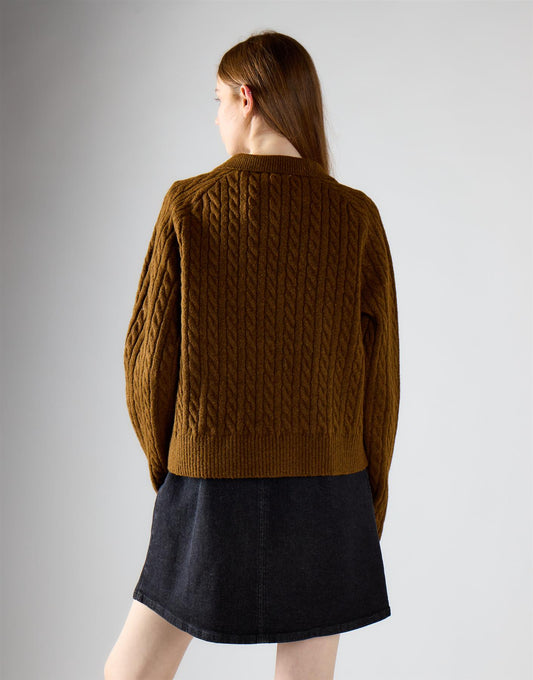 Burnt Brown Collared Cardigan