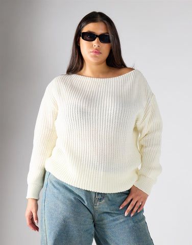 Glamorous Curve Cream Knitwear Jumper