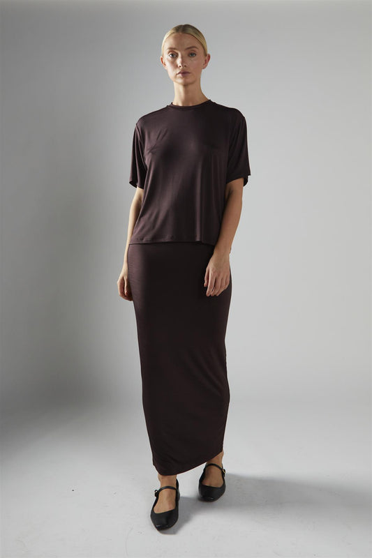 Chocolate-Brown Loose-Fit Top