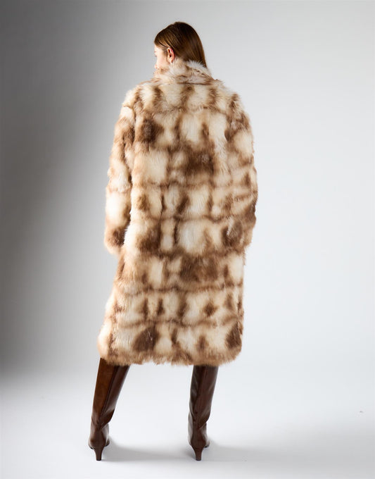 Cream Multi Fur Coat