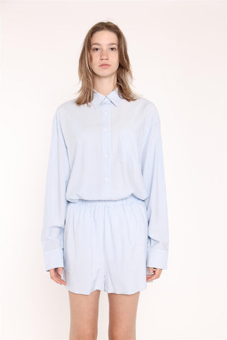 Light-Blue Stripe Side Split Shorts