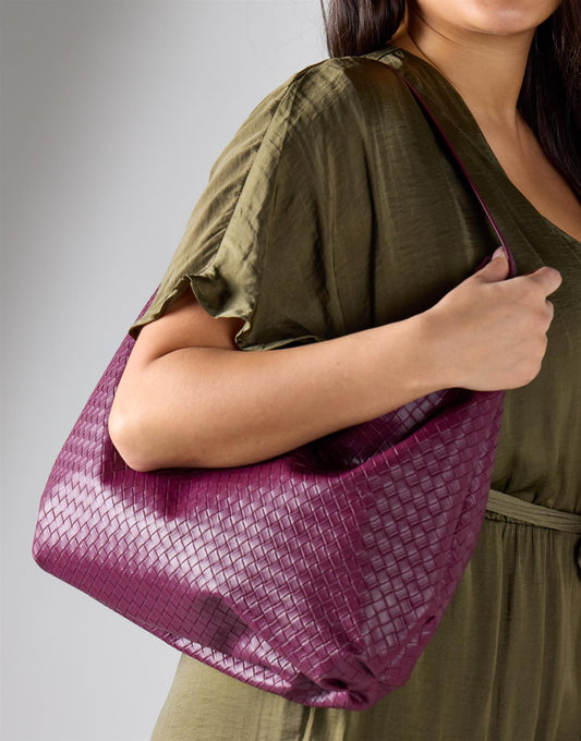 Woven Slouchy Bag - Plum