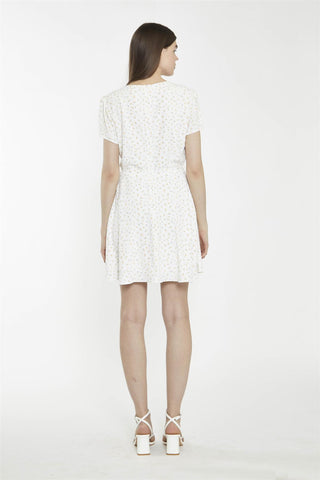 Shift Short Dress - White Amber Ditsy