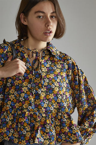 Dark Floral Long Sleeve Top