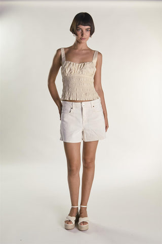 Regular Fit Denim Shorts - Ecru