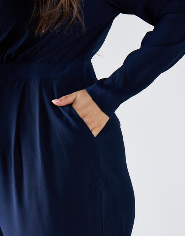 Glamorous Curve Navy Jumpsuit
