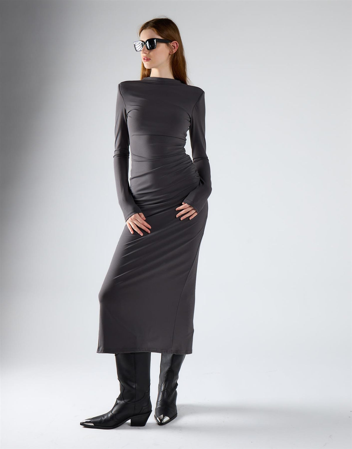 Dark Grey Bodycon Midi Dress