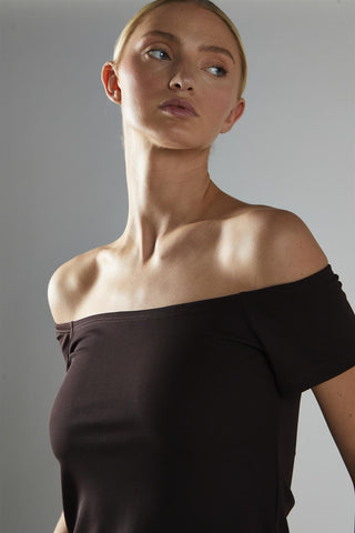 Bitter-Chocolate Bardot Top