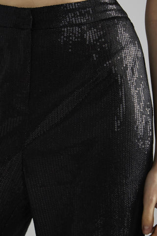 Black Metallic Sequin Slim Fit Trousers