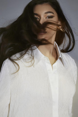 White-Plisse Oversized Shirt
