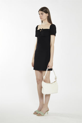 Tie Front Mini Dress - Black