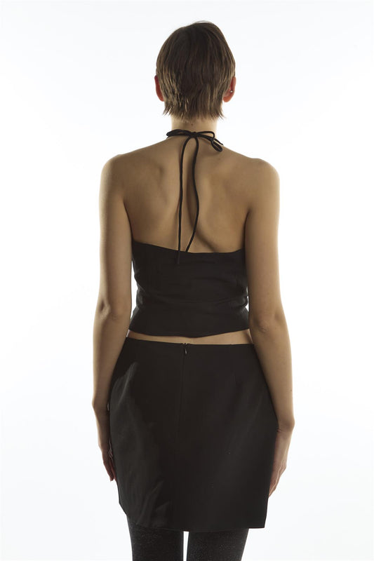 Black A-Line Mini Bow Mini-Skirt