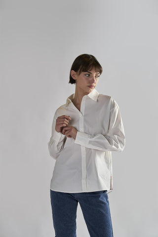 Off-White Button-Up Tops