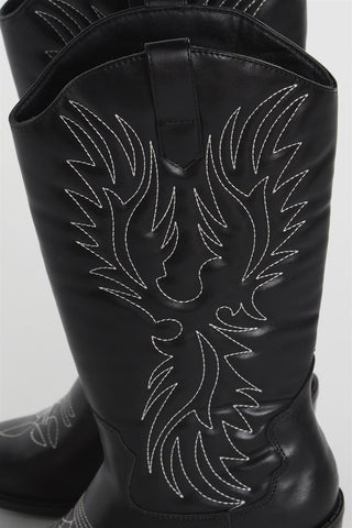 Black Stitched Calf Cowboy Boots