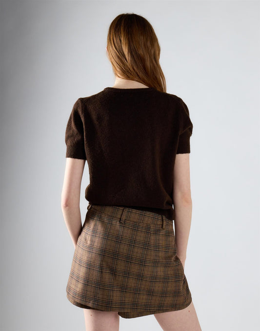 Khaki Brown Short Sleeve Cardigan
