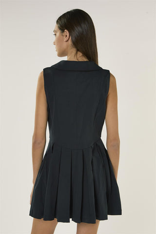 Dark Navy V Neck Sleeveless Dress