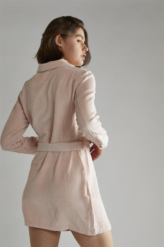 Light Pink Cord Long Sleeve Mini Dress
