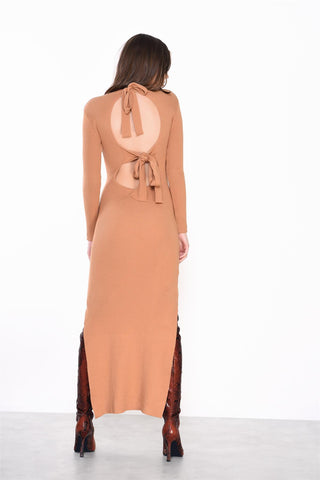 Sandstone Open Tie Back Maxi Dress