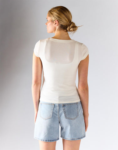 White Knitted Button Front Top