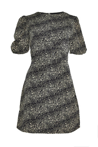 Leopard-Print Squiggle Crew-Neck Mini-Dress