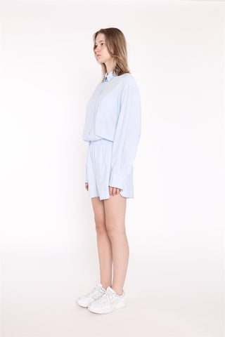 Light-Blue Stripe Side Split Shorts