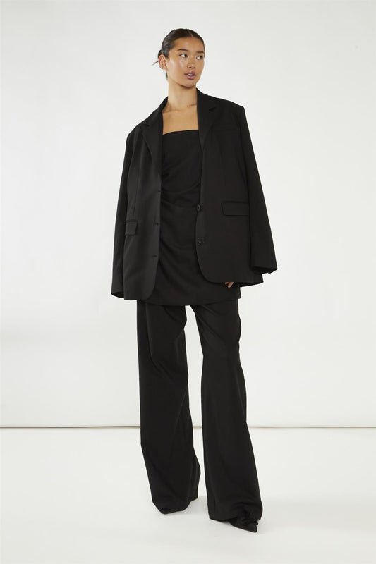 Black Single Breasted Oversized-Blazer