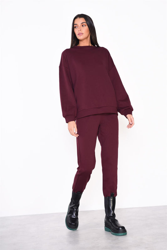 Maroon Relaxed-Fit Long-Sleeve-Top