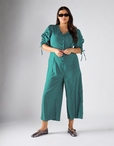 Glamorous Curve Green Lilac Spot Jumpsuit
