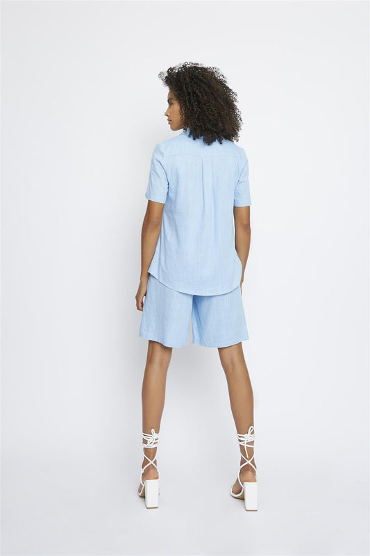 Sky-Blue Relaxed-Fit Button-up-Shirt