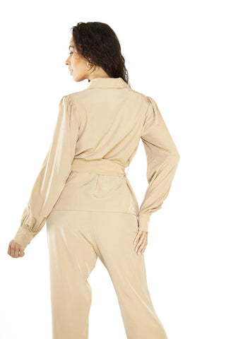 Rich Sand V-neck Tops